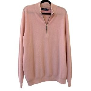 Vineyard Vines Mens 2XL 100% Cashmere Quarter Zip Sweater Pink Pullover Luxury